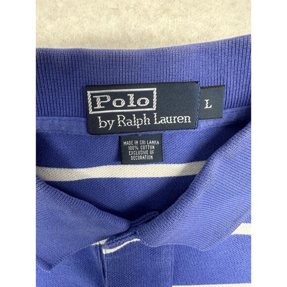 Polo by Ralph Lauren Shirt Red Pony Mens‎ Large Medium Blue With White Stripes - Picture 2 of 7
